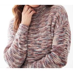 NEW FDJ mock neck space dye sweater in cabernet